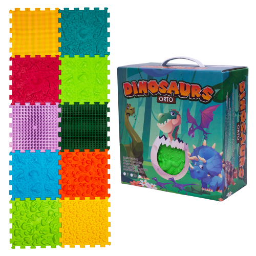 Ortek Dinoszauruszok Puzzle 10 elemből álló masszázs szőnyeg
