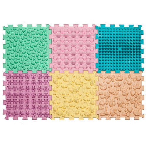 Masszázs szőnyeg Puzzle Mix Pasztell 6 darabos