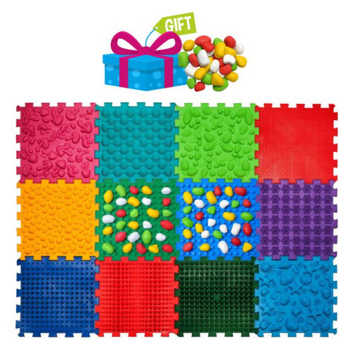 Szenzoros szőnyeg 12 elemből álló Ortek Mix Puzzle + „Kavicsok”