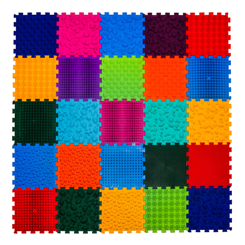 Szenzoros szőnyeg 25 elemből álló Puzzle Mix
