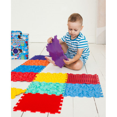 Szenzoros szőnyeg 20 elemből álló Puzzle Mix
