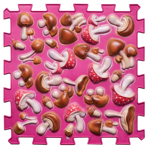 6 elemből álló Puzzle masszázs szőnyeg Rózsaszín gomba