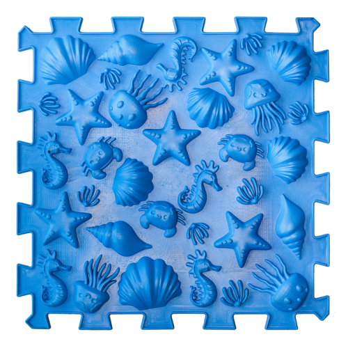 6 elemből álló Puzzle masszázs szőnyeg Kék kavics