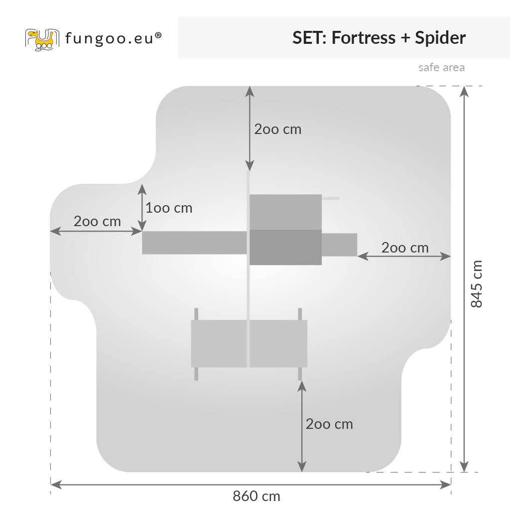 Kerti Játszótér Játszótorony Csúszdával, Mászófallal, Hintával, Homokozóval - Fungoo FORTRESS Spider+