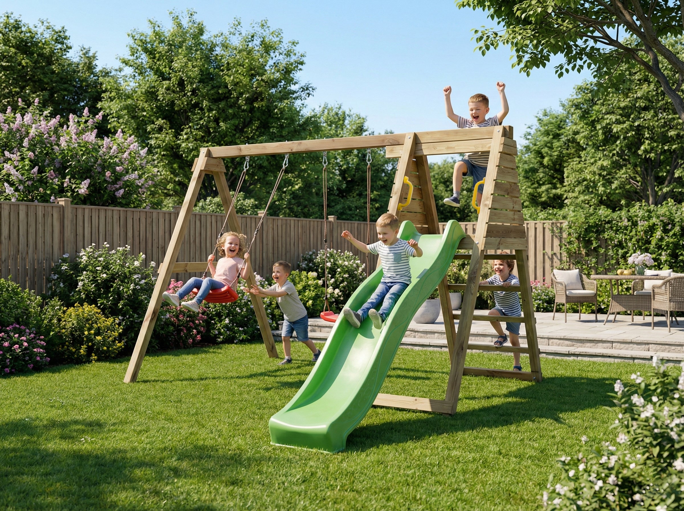 Kerti Játszótér Csúszdával és Hintával - MaxPlay Gym