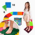 Ortek Dinoszauruszok Puzzle 10 elemből álló masszázs szőnyeg + 6 Háromszögű puzzle elem