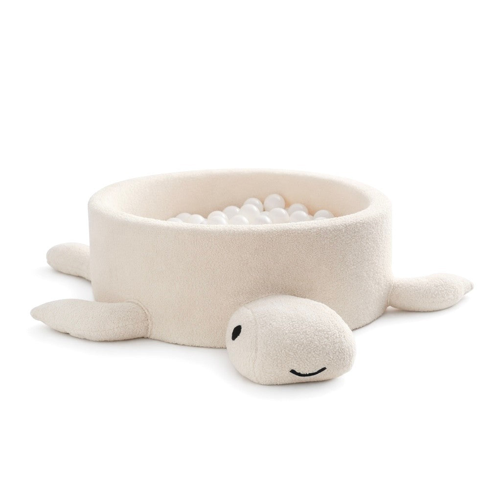Foam Baby Ball Pit Without Balls - Turtle Cheesecake Cream Beige Boucle