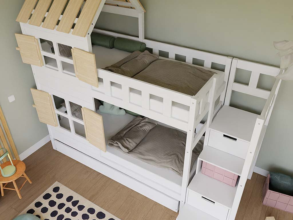 COTTAGE Féltetős Emeletes Ágy, Házikóágy - választható szín