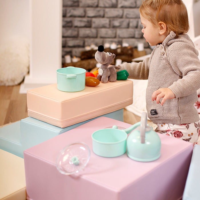 Soft Play 5 Foam Block Set - Light Pastel Corner Climber