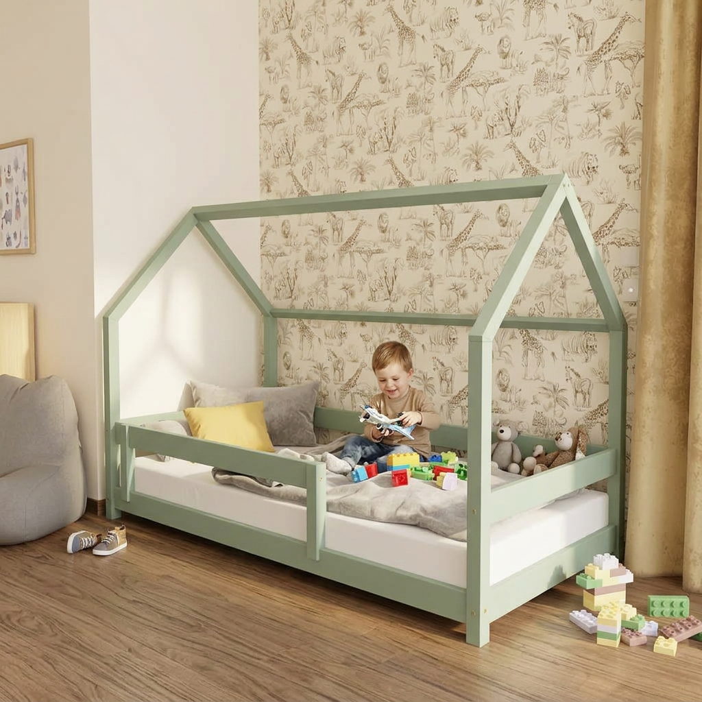 Házikóágy leesésgátlóval LUCKY - választható szín és méret