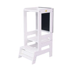 MeowBaby Wooden Kitchen Helper for Children with Board - White